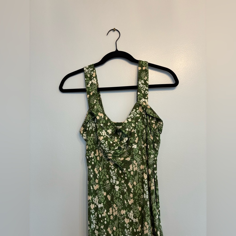 Reformation Green Floral Midi Dress, Size 4